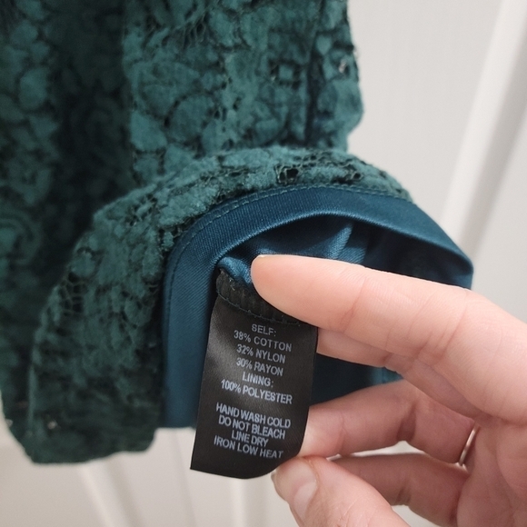 Lulu's Favorite Flair Forest Green Lace Flounce Sleeve Dress - Picture 11 of 13